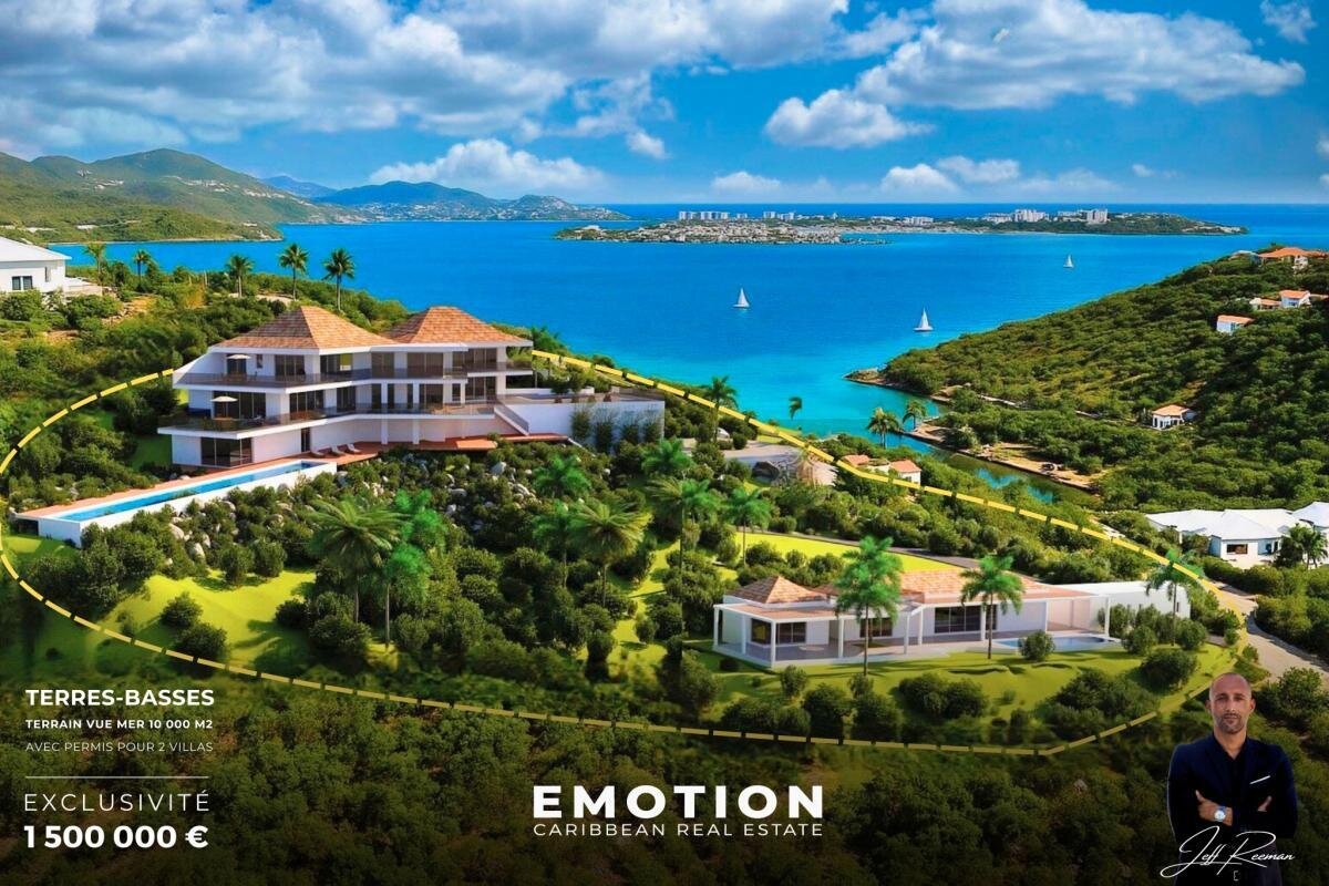 Les Terres-Basses - Land with sea view + Permit for 2 villas