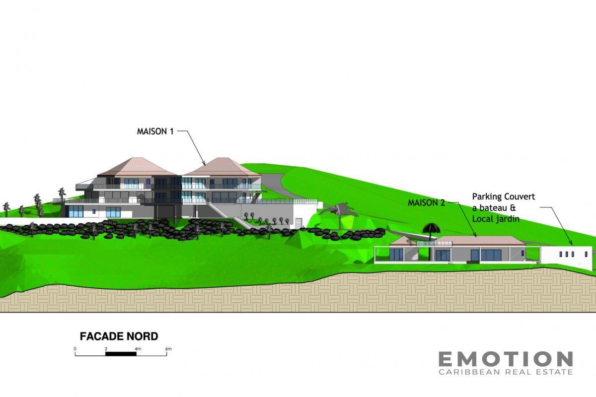 Les Terres-Basses - Land with sea view + Permit for 2 villas
