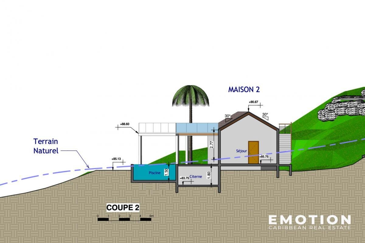 Les Terres-Basses - Land with sea view + Permit for 2 villas