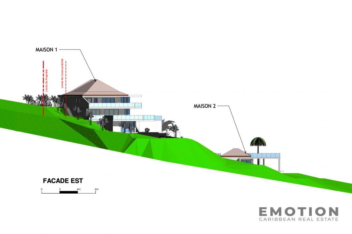 Les Terres-Basses - Land with sea view + Permit for 2 villas